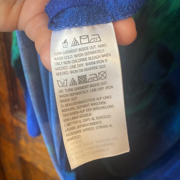 Bob Mackie Wearable Art Blue Green Blouse Woman Size 1X - Picture 7 of 8